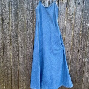 VINTAGE Y2K DKNY JEAN DENIM MAXI DRESS.MINIMALIST 2000’s